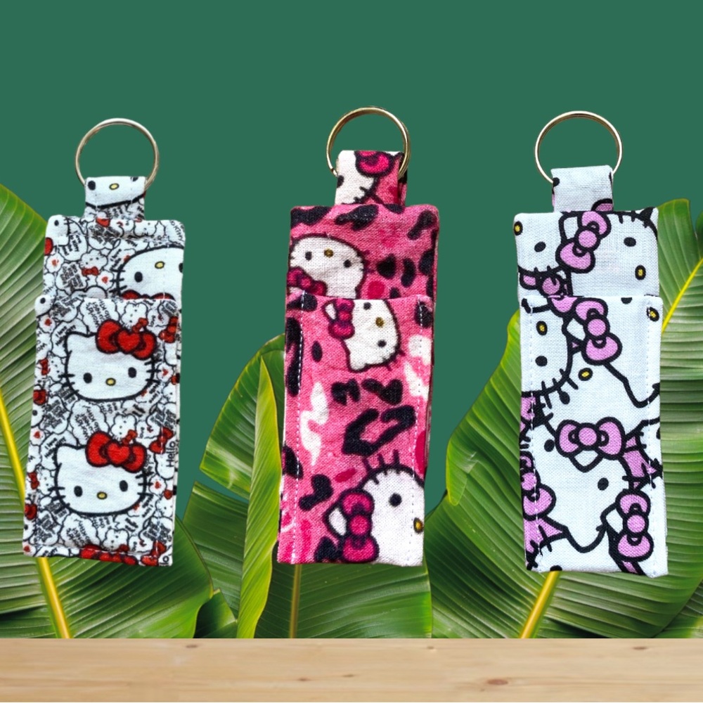 Cute HK Hello Kitty Chapstick/Lip Balm Keychain Holder